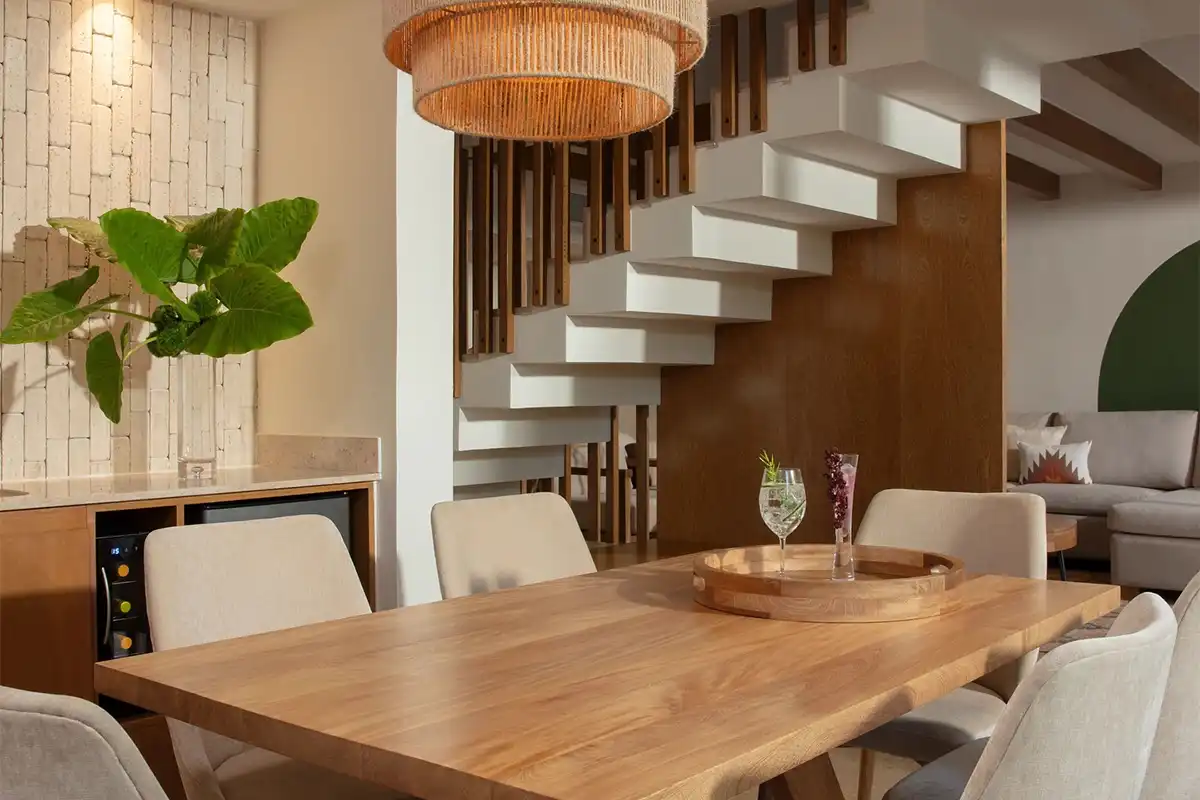 Dining room area inside of a Villa.